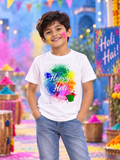 Holi Theme Printed T-shirt For Kids