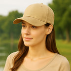 Unisex Baseball Cap - Adjustable Cotton Dad Hat for Men and Women Free Size (Beige)