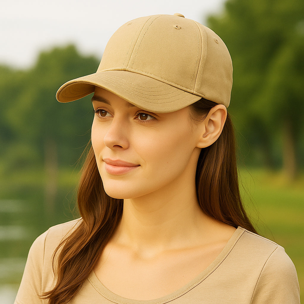 Unisex Baseball Cap - Adjustable Cotton Dad Hat for Men and Women Free Size (Beige)