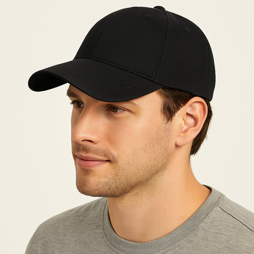 Unisex Baseball Cap - Adjustable Cotton Dad Hat for Men and Women Free Size (Black)