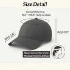 Unisex Baseball Cap - Adjustable Cotton Dad Hat for Men and Women Free Size (Grey)