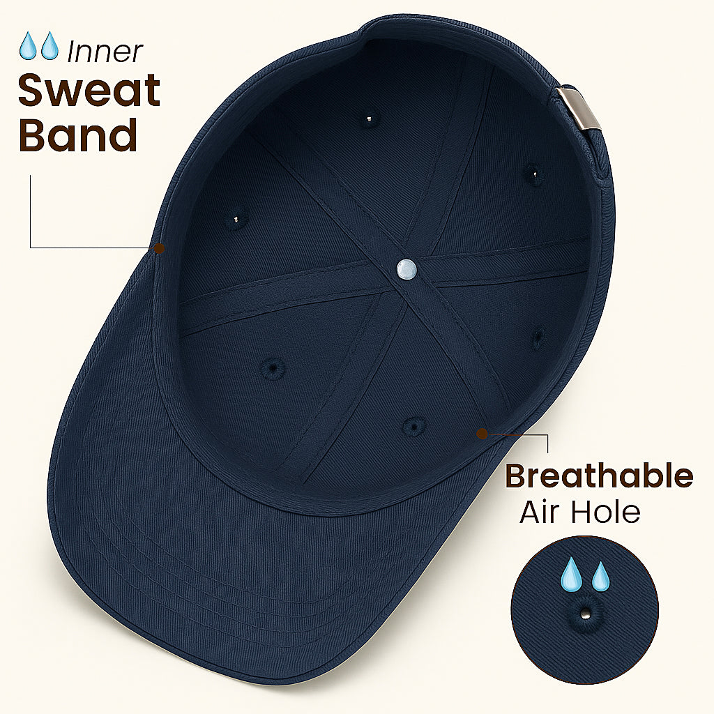 Unisex Baseball Cap - Adjustable Cotton Dad Hat for Men and Women Free Size (Navy)