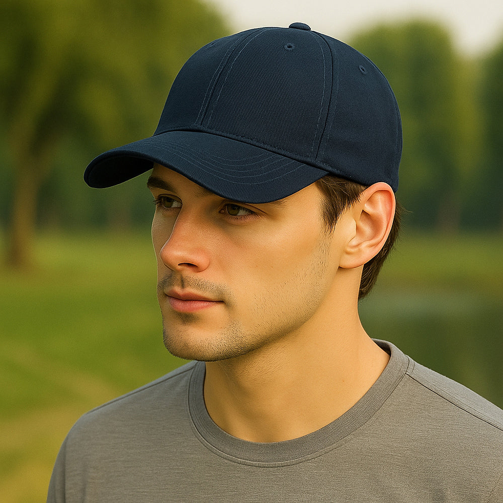 Unisex Baseball Cap - Adjustable Cotton Dad Hat for Men and Women Free Size (Navy)