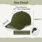 Unisex Baseball Cap - Adjustable Cotton Dad Hat for Men and Women Free Size (Olive)
