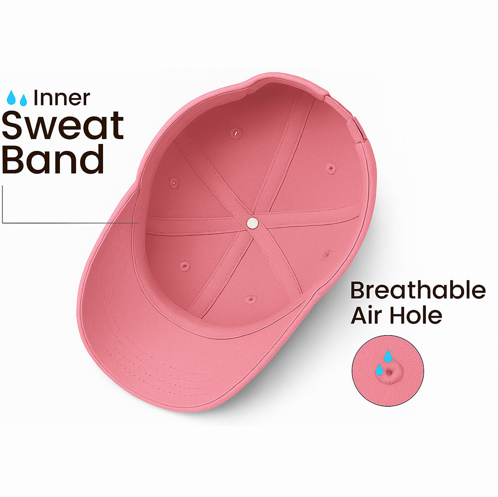 Unisex Baseball Cap - Adjustable Cotton Dad Hat for Men and Women Free Size (Pink)