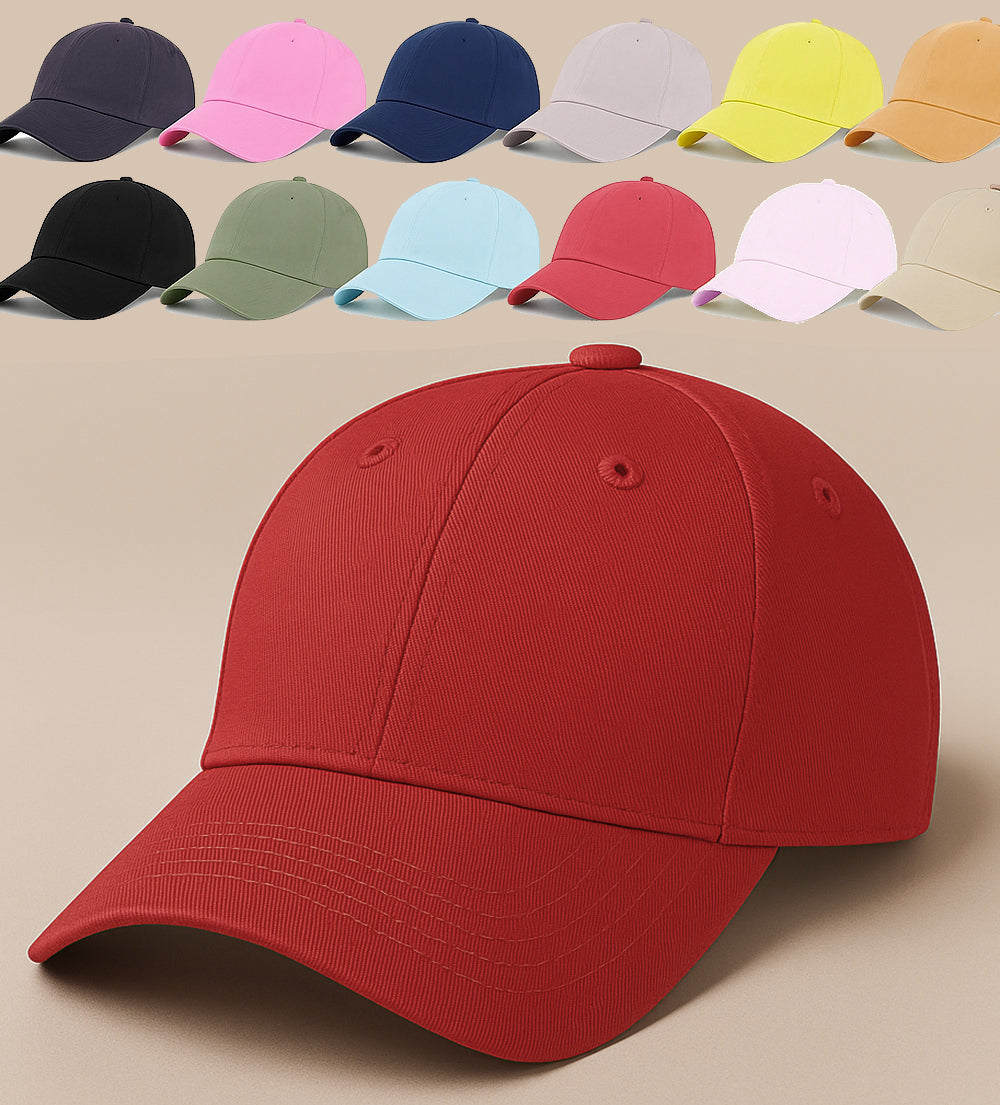 Unisex Baseball Cap - Adjustable Cotton Dad Hat for Men and Women Free Size (Red)