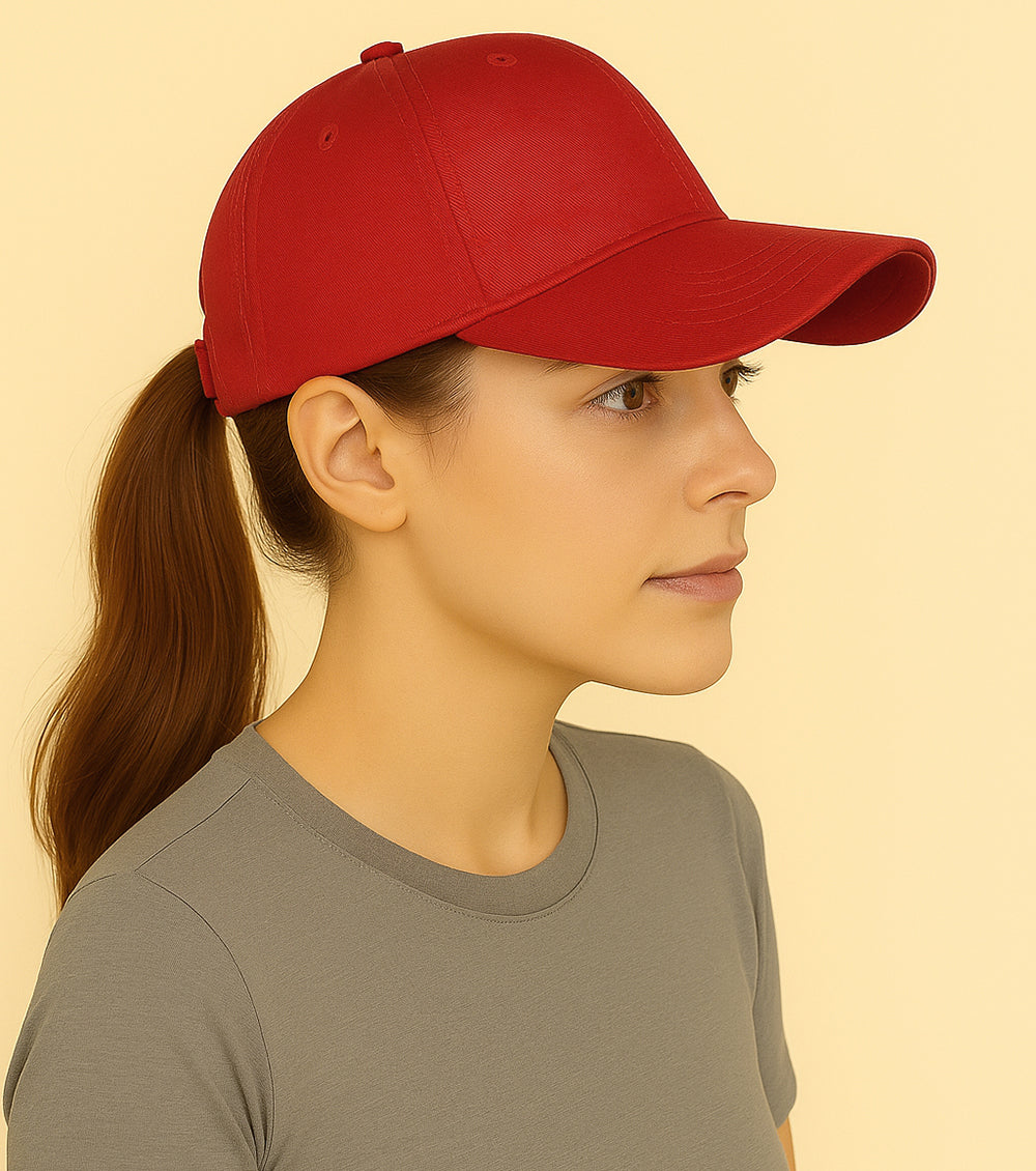 Unisex Baseball Cap - Adjustable Cotton Dad Hat for Men and Women Free Size (Red)