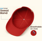 Unisex Baseball Cap - Adjustable Cotton Dad Hat for Men and Women Free Size (Red)