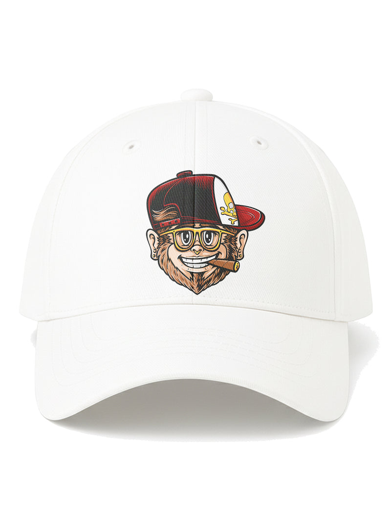 Adjustable Unisex Cartoon Monkey Printed Baseball Cap for Men and Women (White)