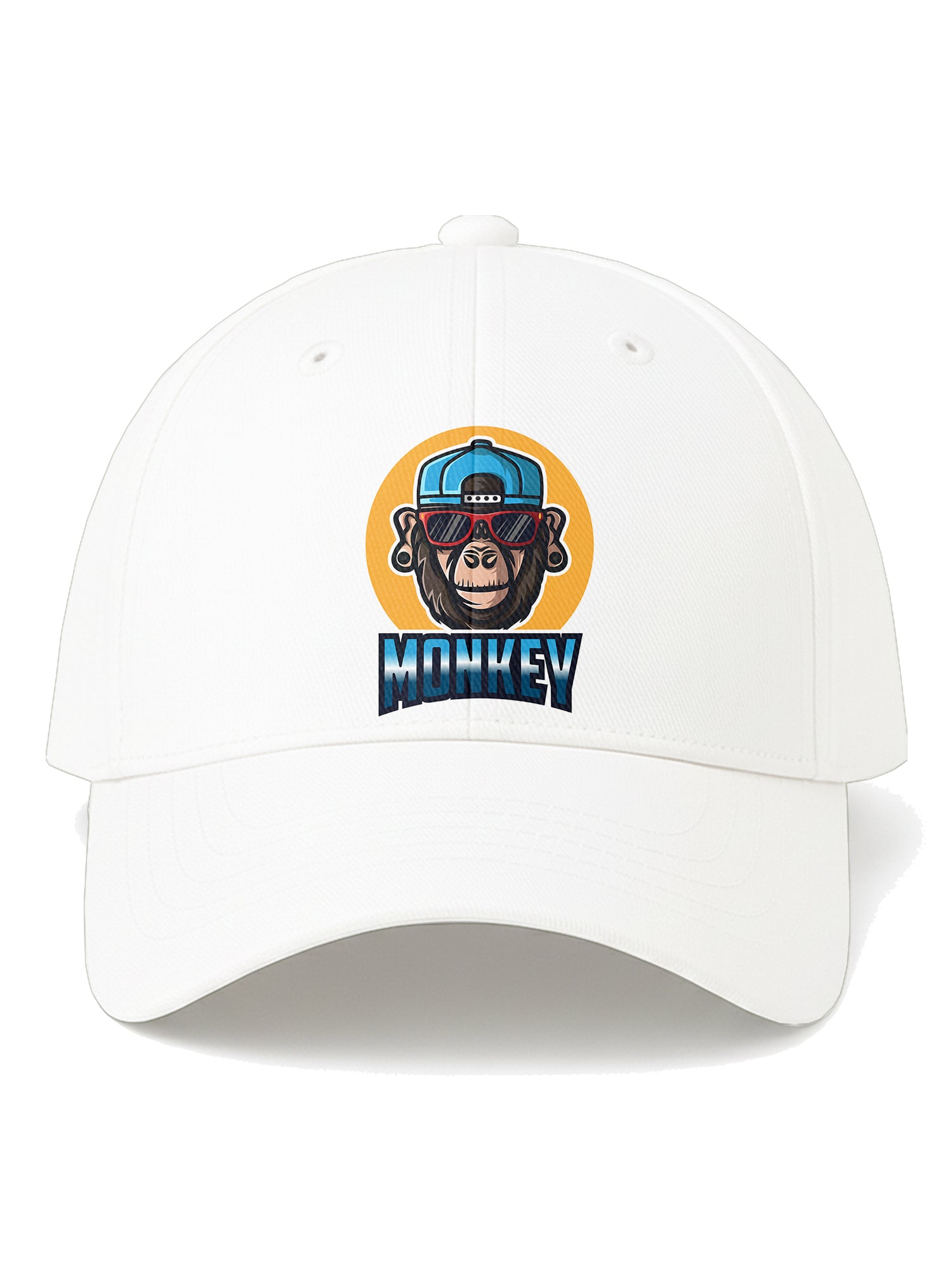 Unisex-Monkey-Printed-Baseball-Cap-for-Men-and-Women-UPC2-White