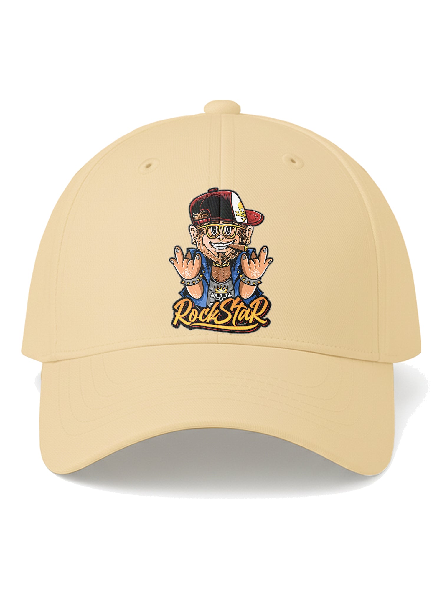 Adjustable-Unisex-Rockstar-Monkey-Printed-Baseball-Cap-for-Men-and-Women-UPC3-Beige