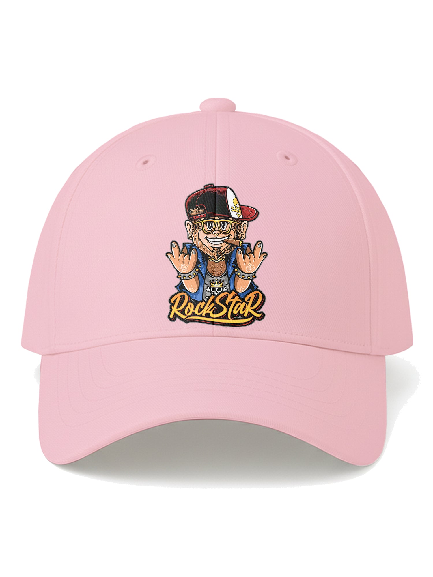 Adjustable-Unisex-Rockstar-Monkey-Printed-Baseball-Cap-for-Men-and-Women-UPC3-Pink