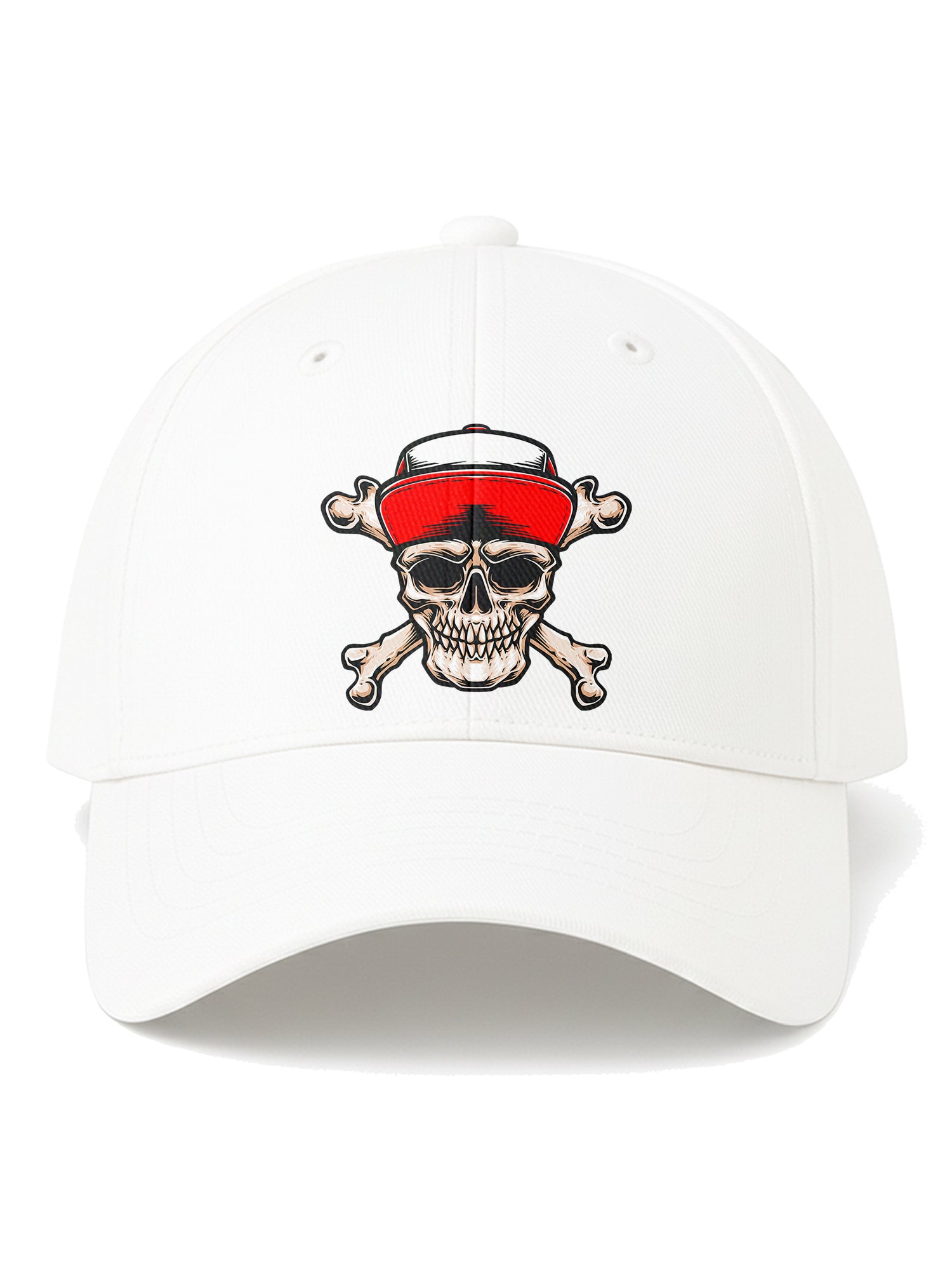 Unisex-Adjustable-Skull-Crossbones-Printed-Baseball-Cap-for-Men-and-Women-UPC6-White