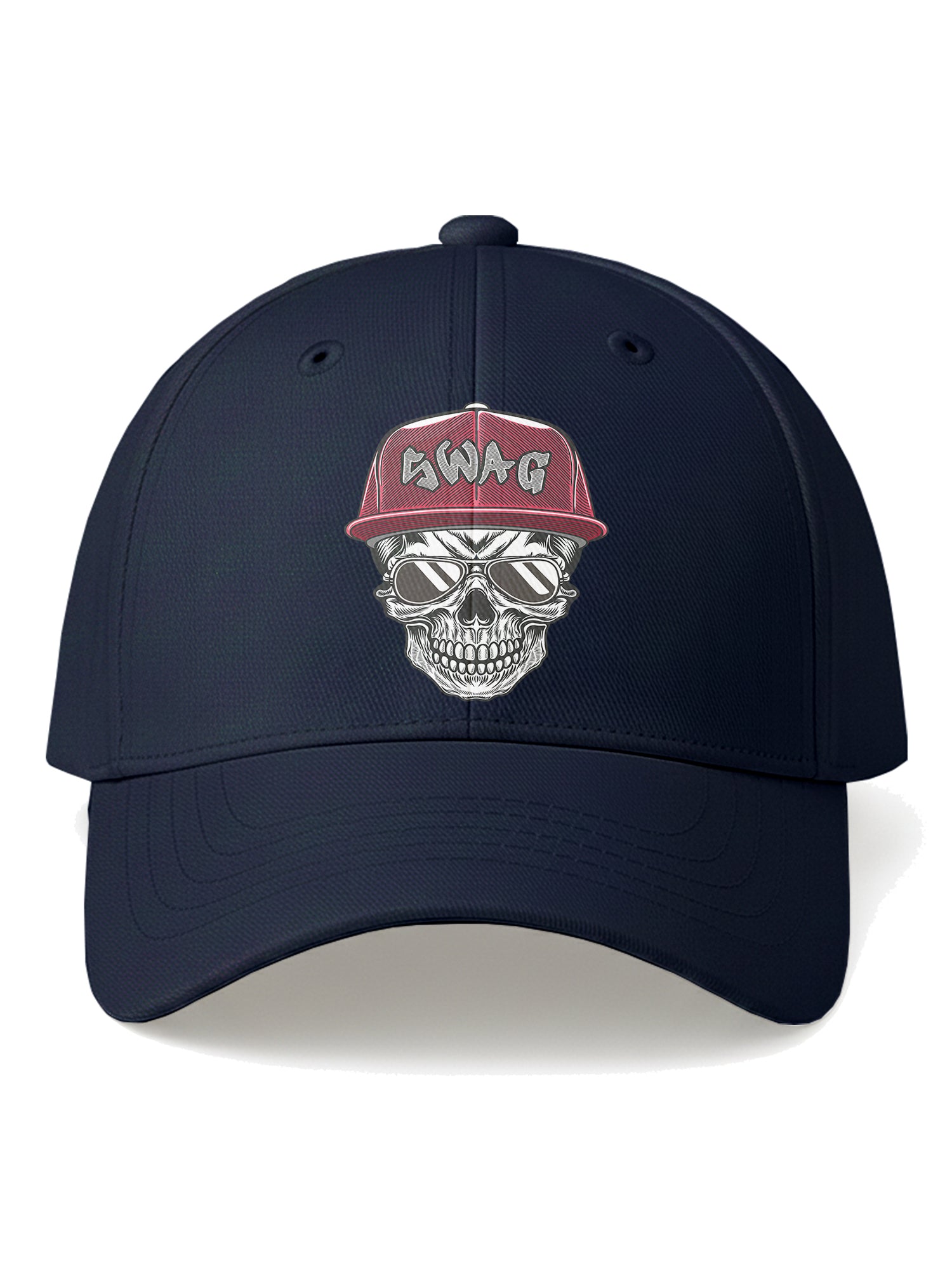 Unisex-Swag-Skull-Printed-Baseball-Cap-for-Men-and-Women-UPC7-Navy