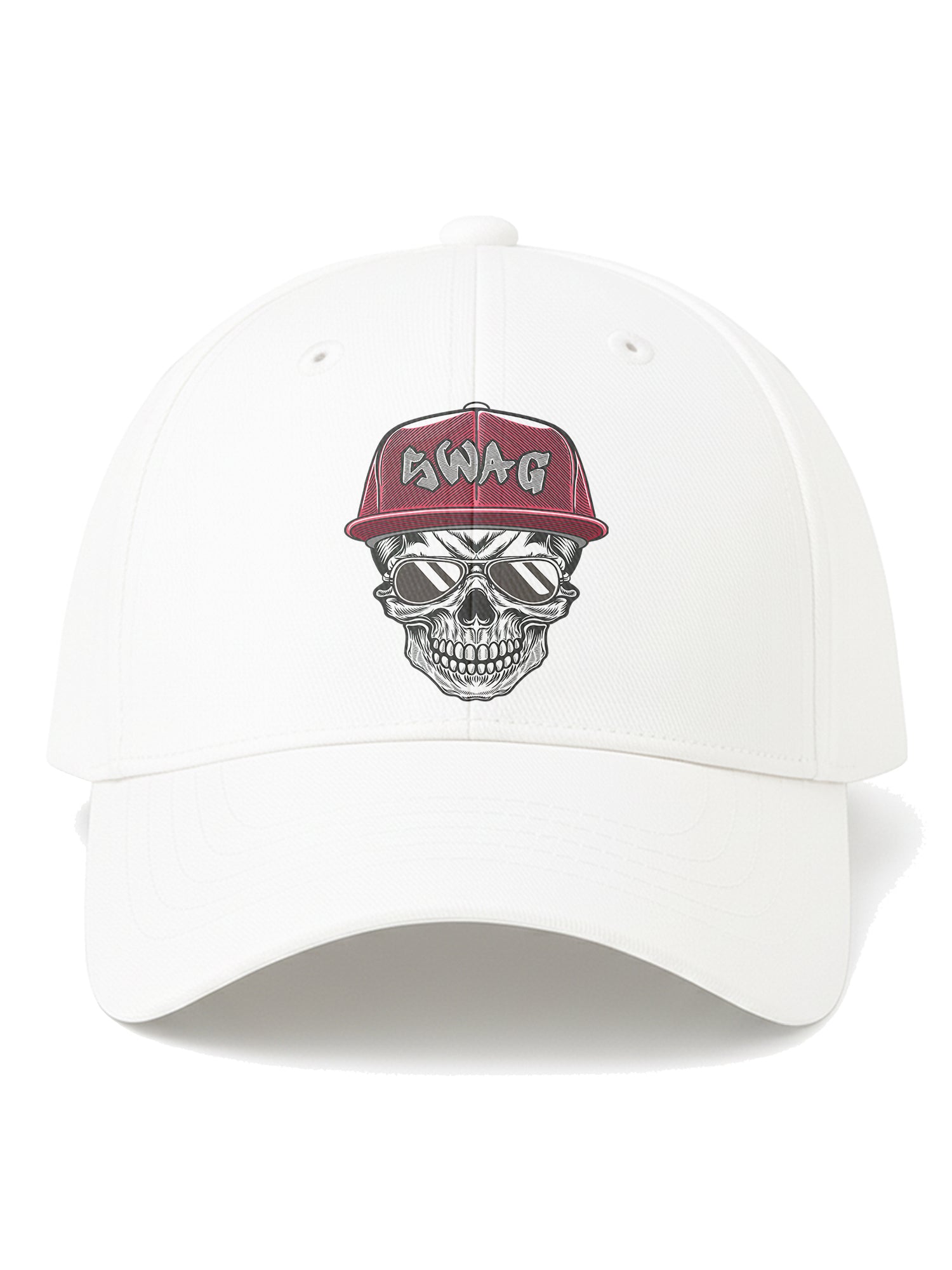 Unisex-Swag-Skull-Printed-Baseball-Cap-for-Men-and-Women-UPC7-White