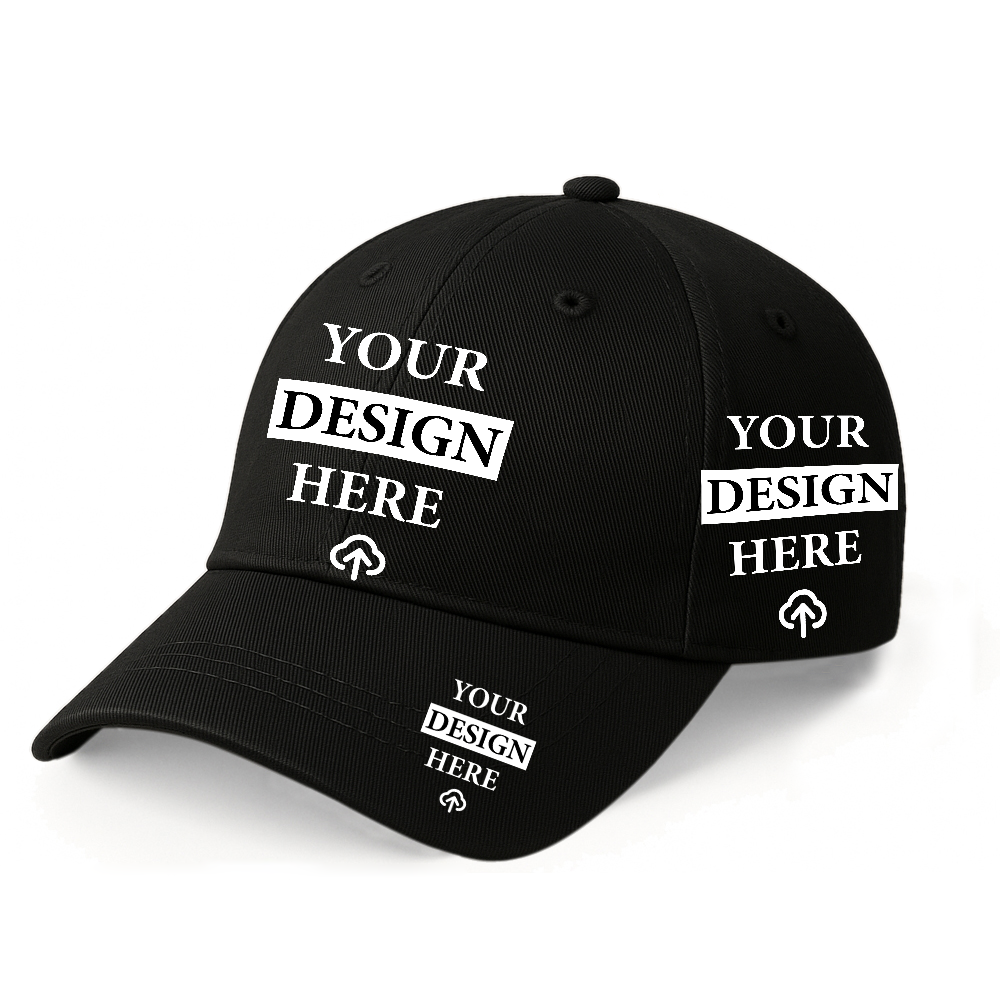 Customizable Unisex Baseball Cap with Personalized Text or Image Print (Black)
