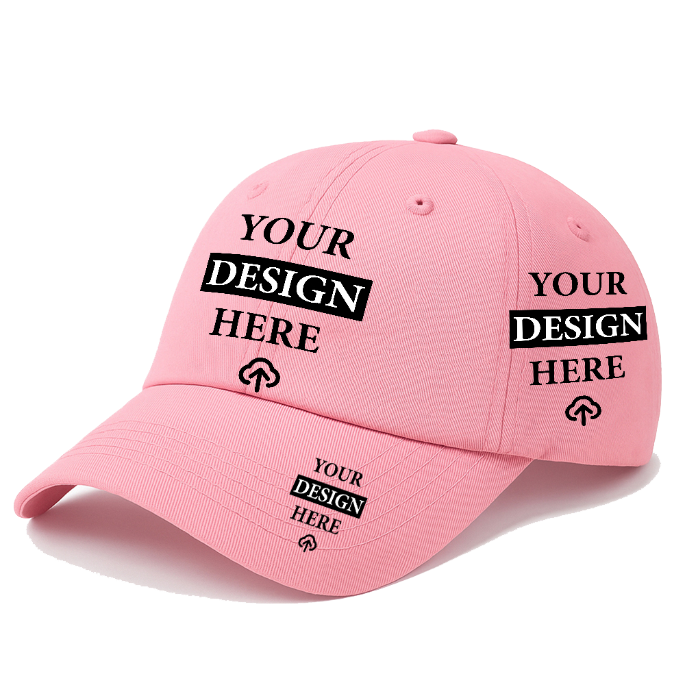 Customizable Unisex Baseball Cap with Personalized Text or Image Print (Pink)