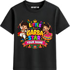ENCIGER Kids Custom Name Navratri T-Shirt | Little Garba Star Personalized T-Shirt for Boys & Girls | Dandiya Garba Festival Printed Tee | Custom Name Festive Wear for Kids - black - 0-1-years