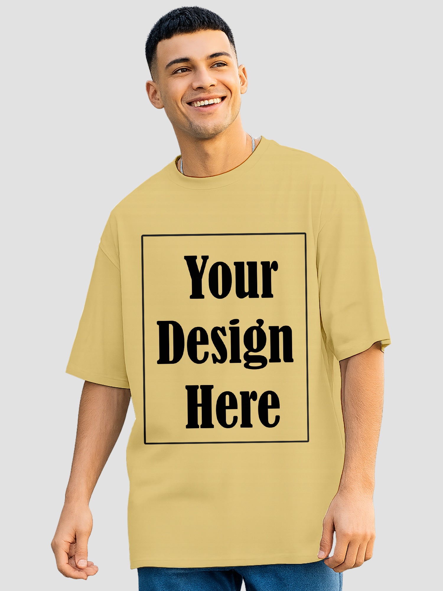 Men Oversized T Shirt Custom Print Relaxed Fit Half Sleeve