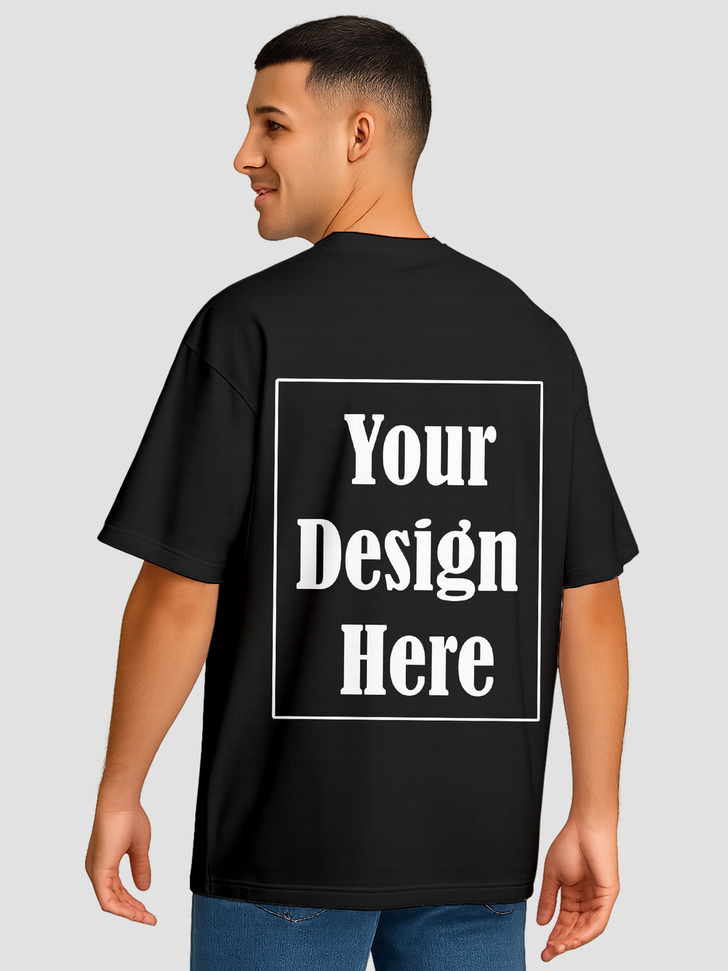 Men Oversized T Shirt Custom Print Relaxed Fit Half Sleeve