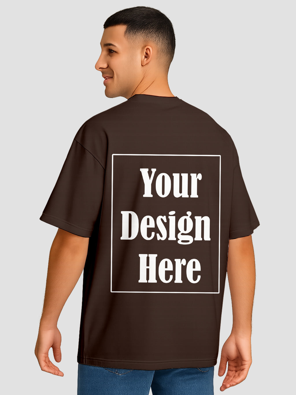 Men Oversized T Shirt Custom Print Relaxed Fit Half Sleeve