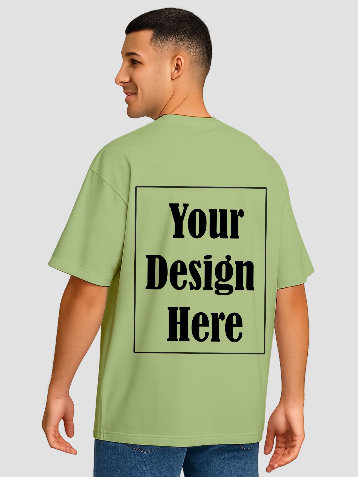 Men Oversized T Shirt Custom Print Relaxed Fit Half Sleeve