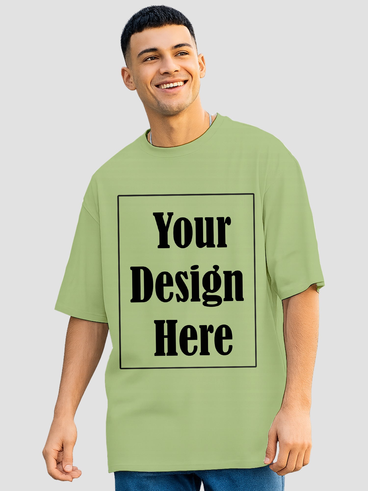Men Oversized T Shirt Custom Print Relaxed Fit Half Sleeve