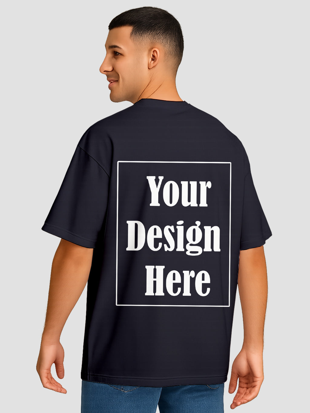 Men Oversized T Shirt Custom Print Relaxed Fit Half Sleeve