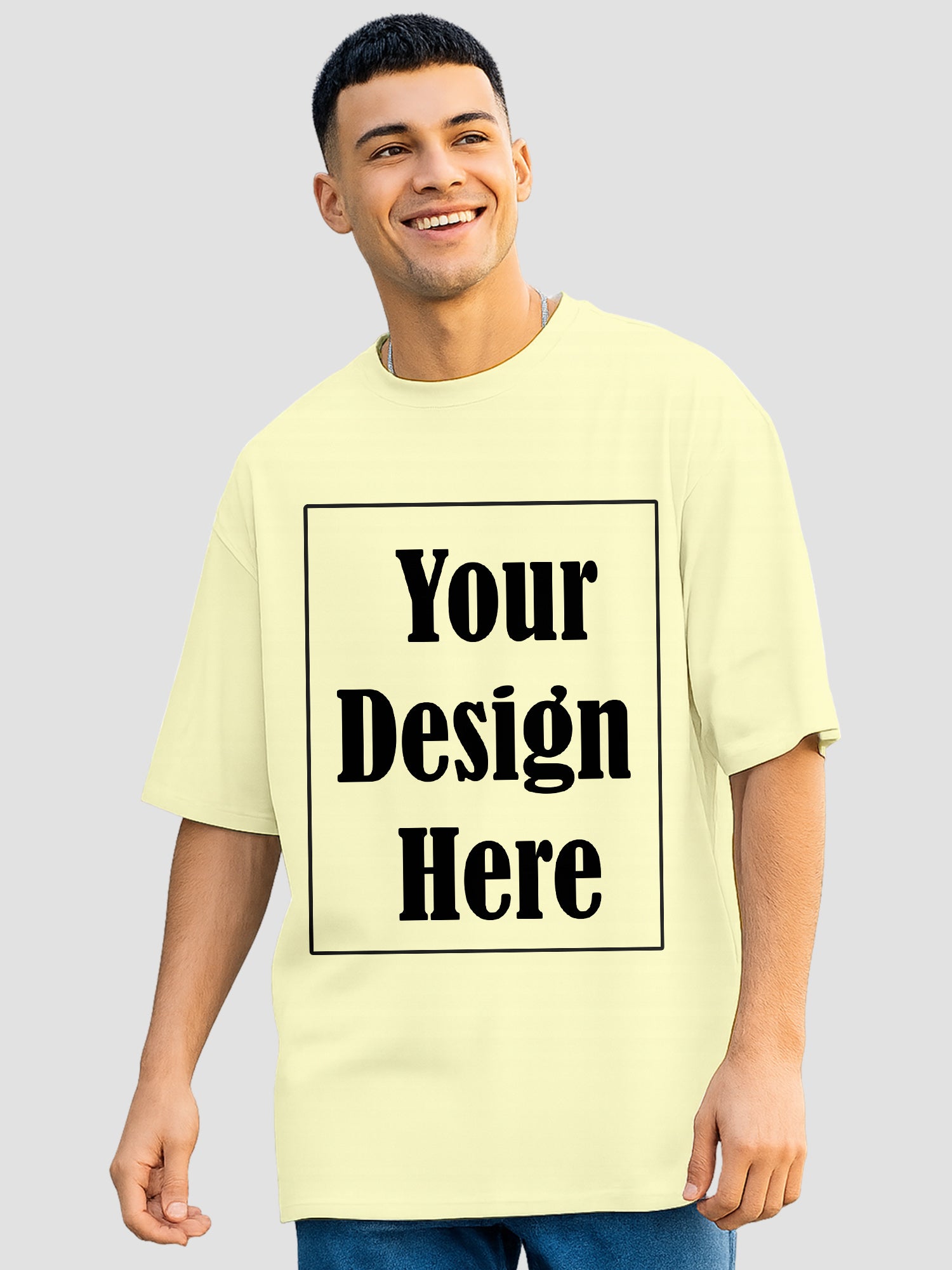 Men Oversized T Shirt Custom Print Relaxed Fit Half Sleeve