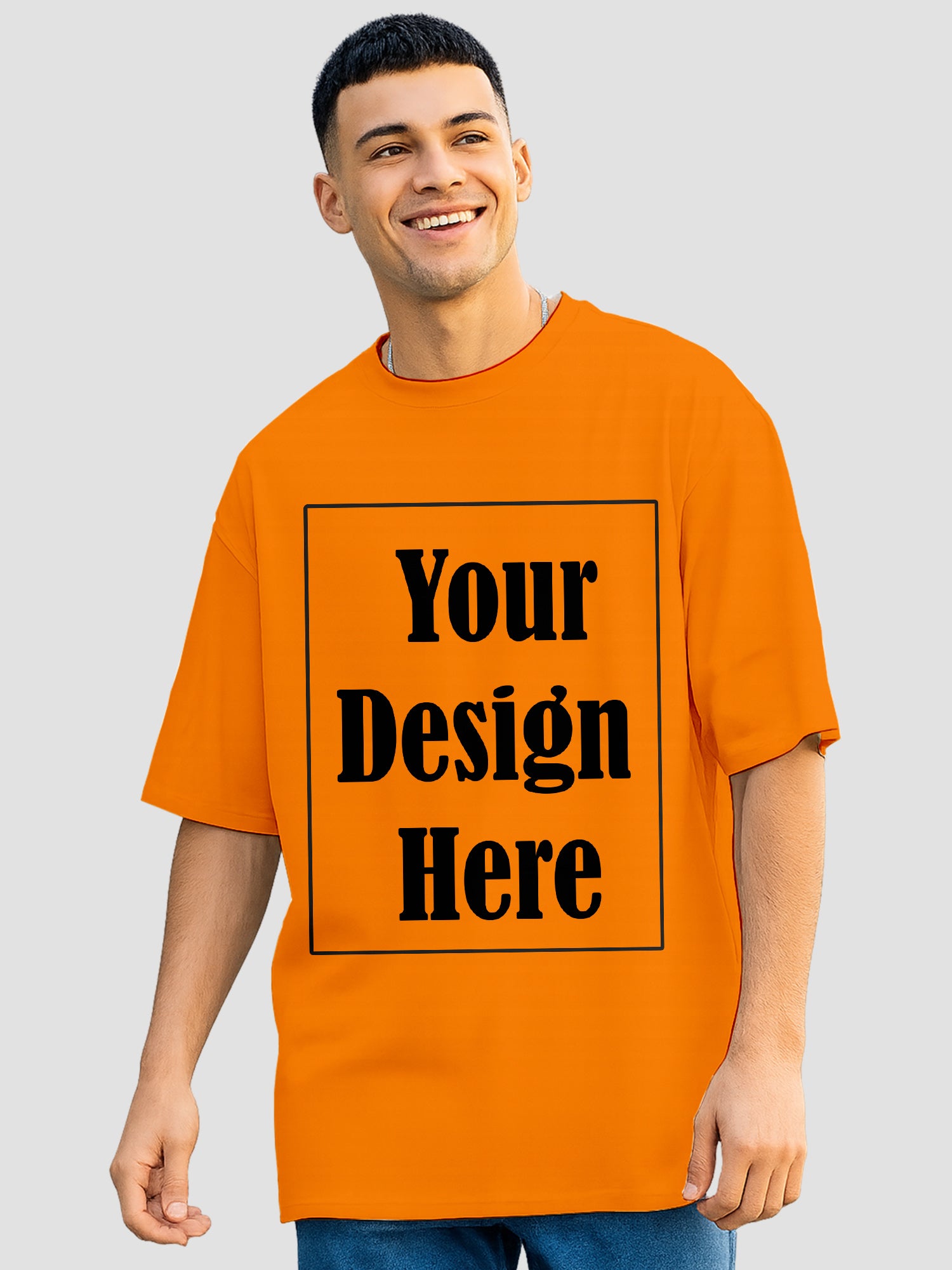 Men Oversized T Shirt Custom Print Relaxed Fit Half Sleeve