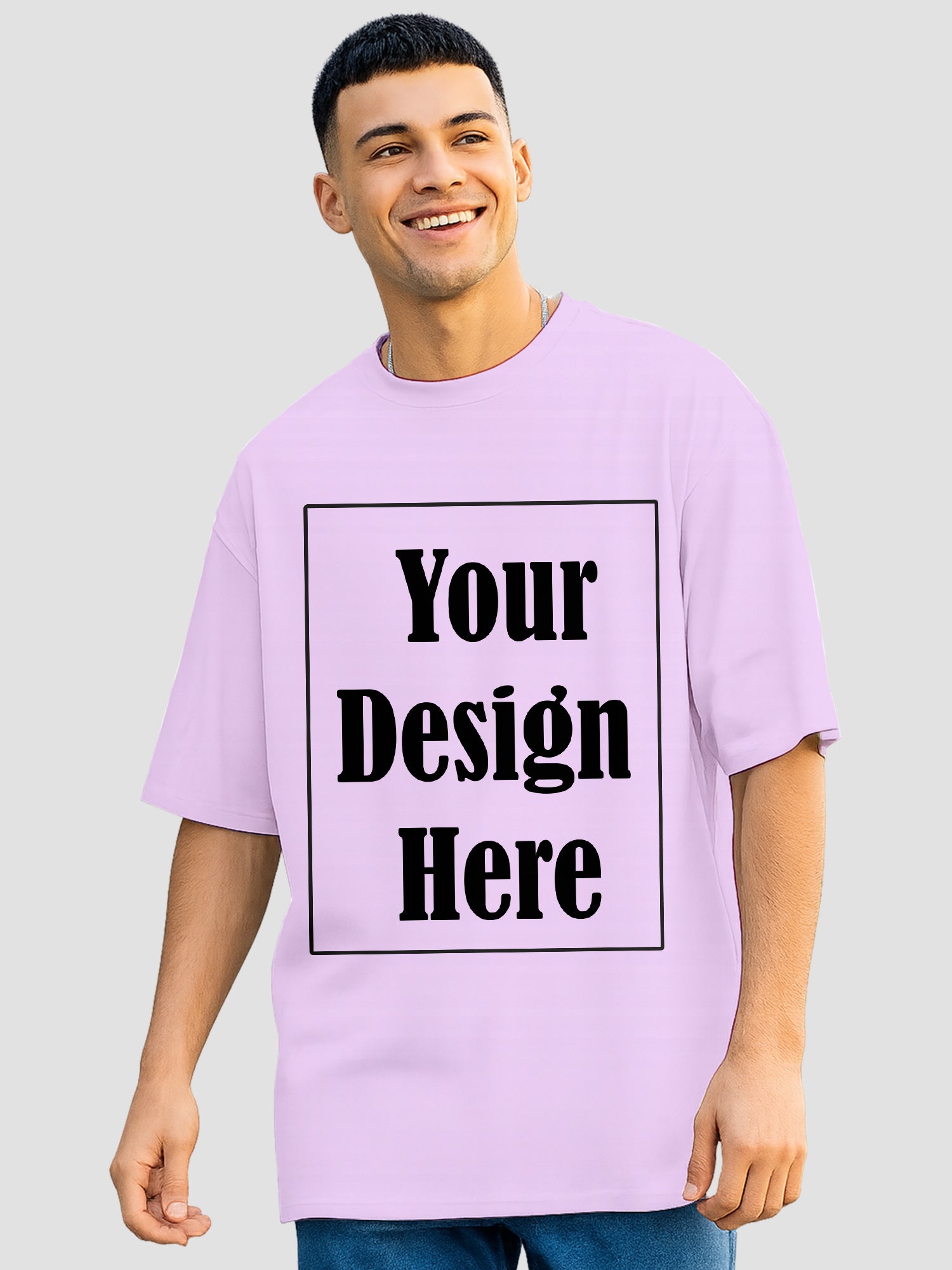 Men Oversized T Shirt Custom Print Relaxed Fit Half Sleeve