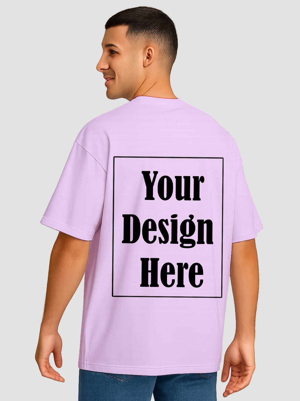 Men Oversized T Shirt Custom Print Relaxed Fit Half Sleeve