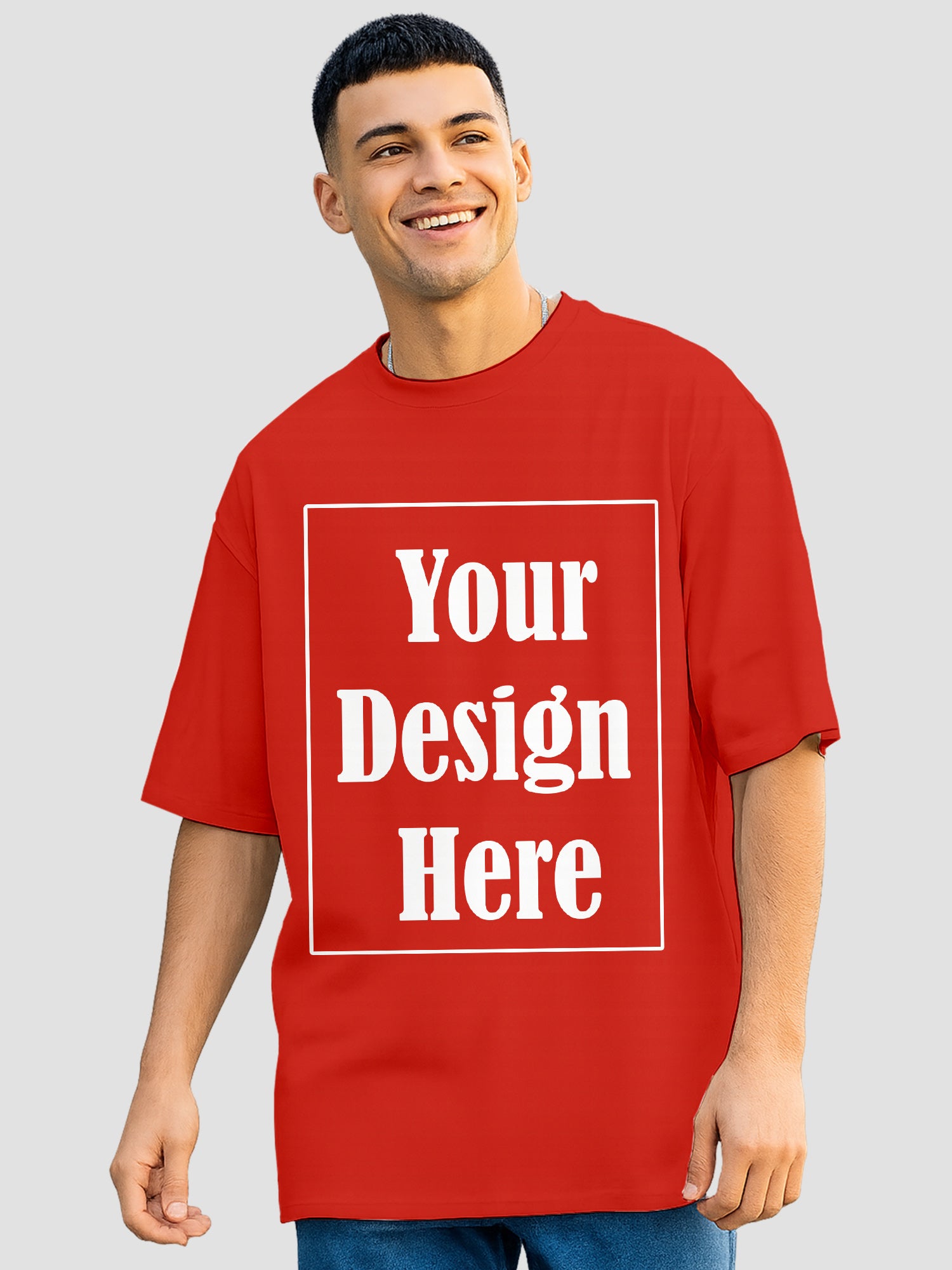 Men Oversized T Shirt Custom Print Relaxed Fit Half Sleeve