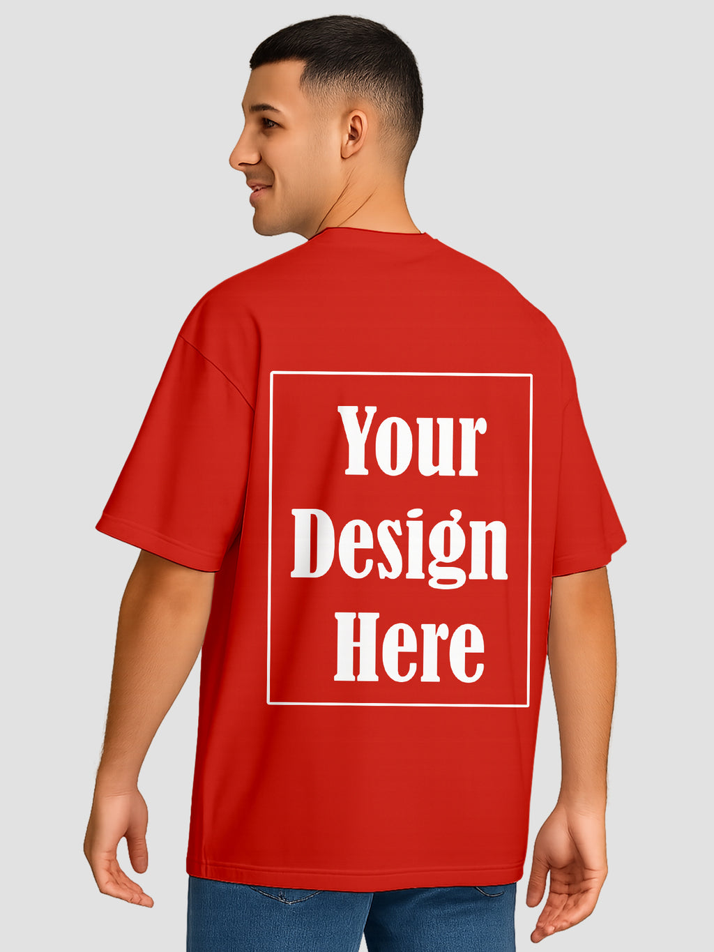 Men Oversized T Shirt Custom Print Relaxed Fit Half Sleeve