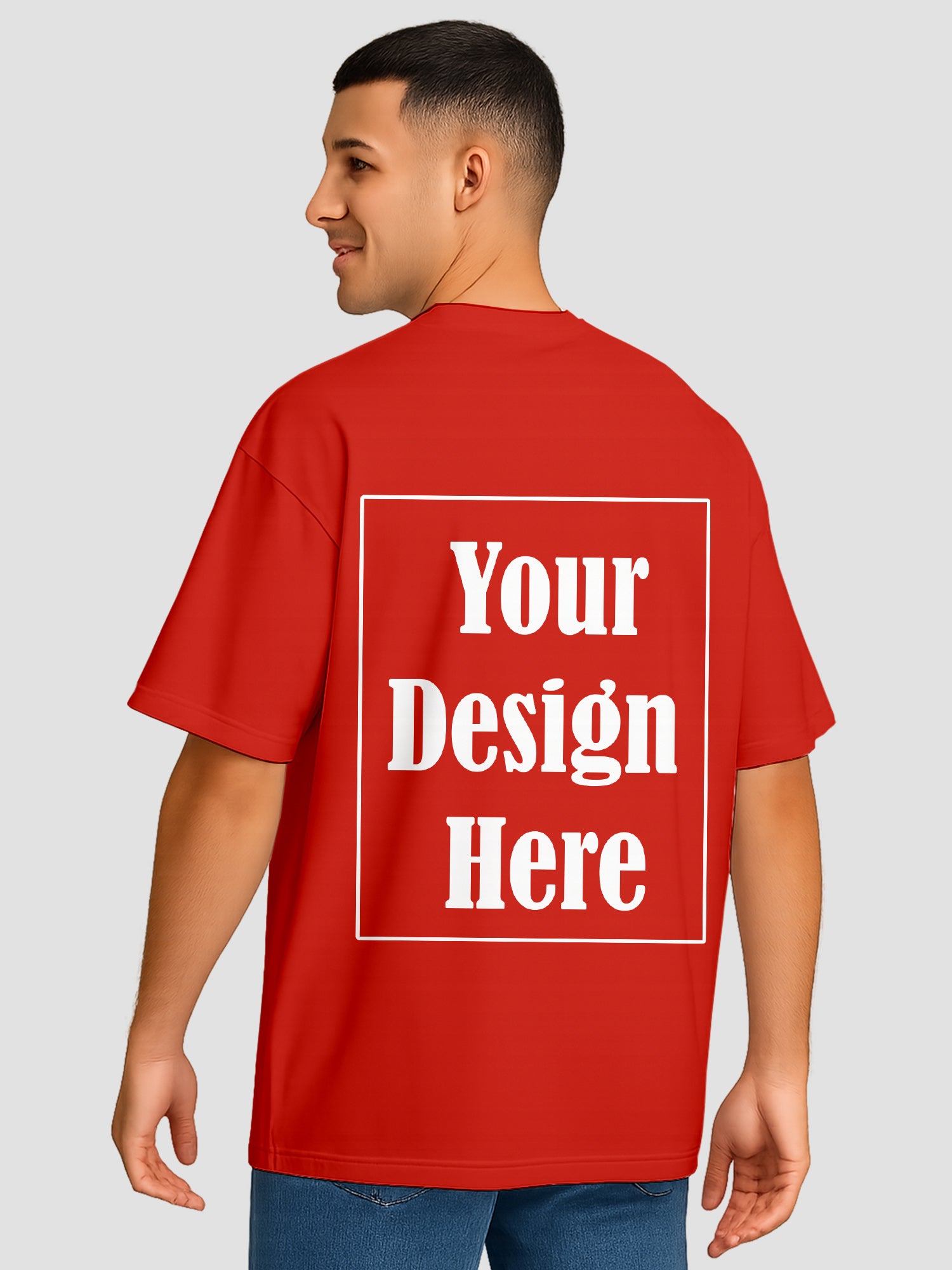 Men Oversized T Shirt Custom Print Relaxed Fit Half Sleeve