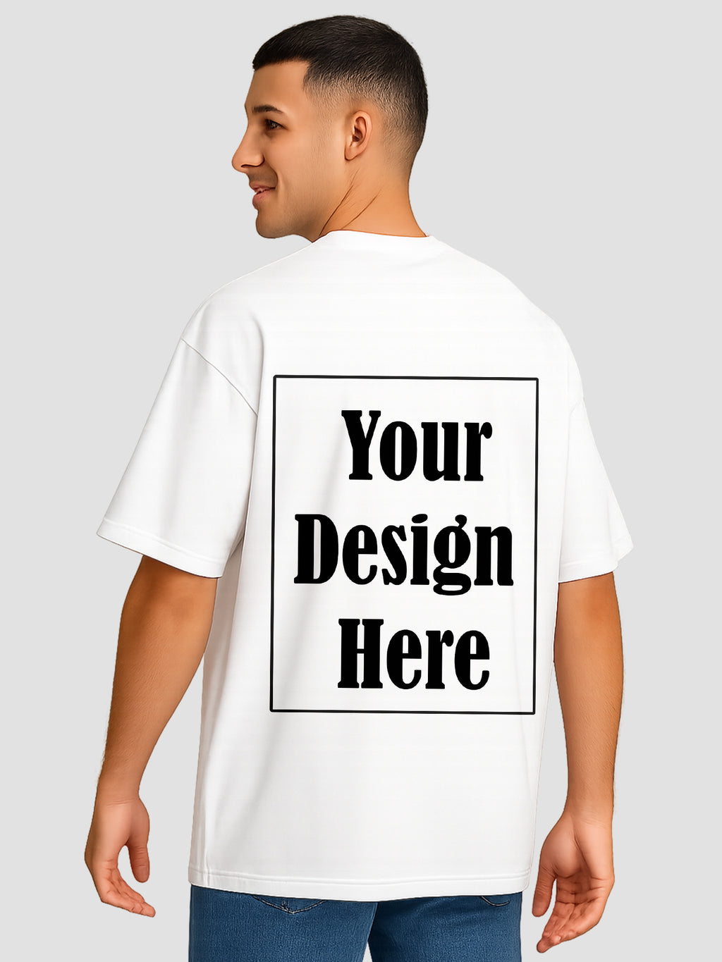 Men Oversized T Shirt Custom Print Relaxed Fit Half Sleeve