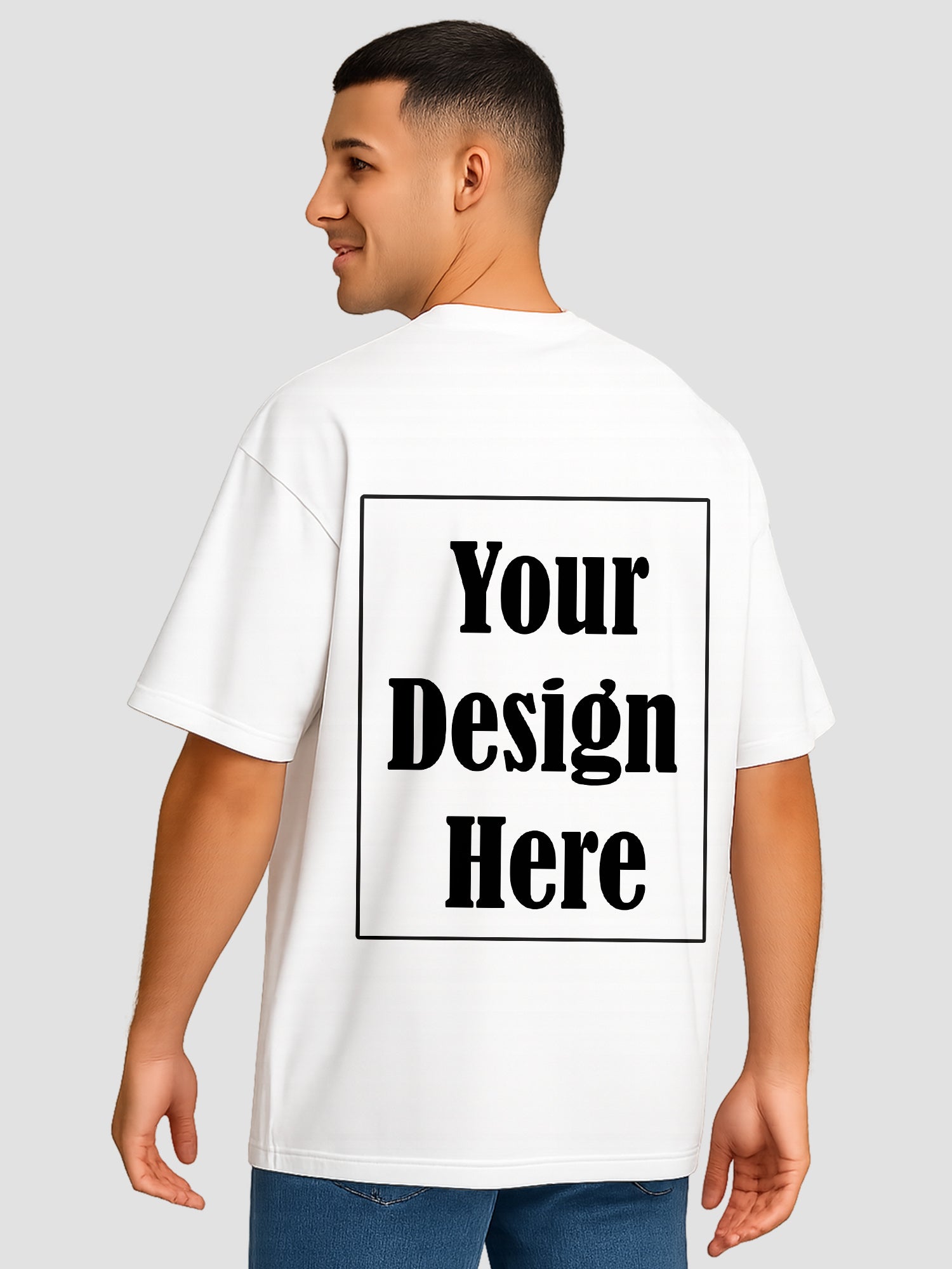 Men Oversized T Shirt Custom Print Relaxed Fit Half Sleeve