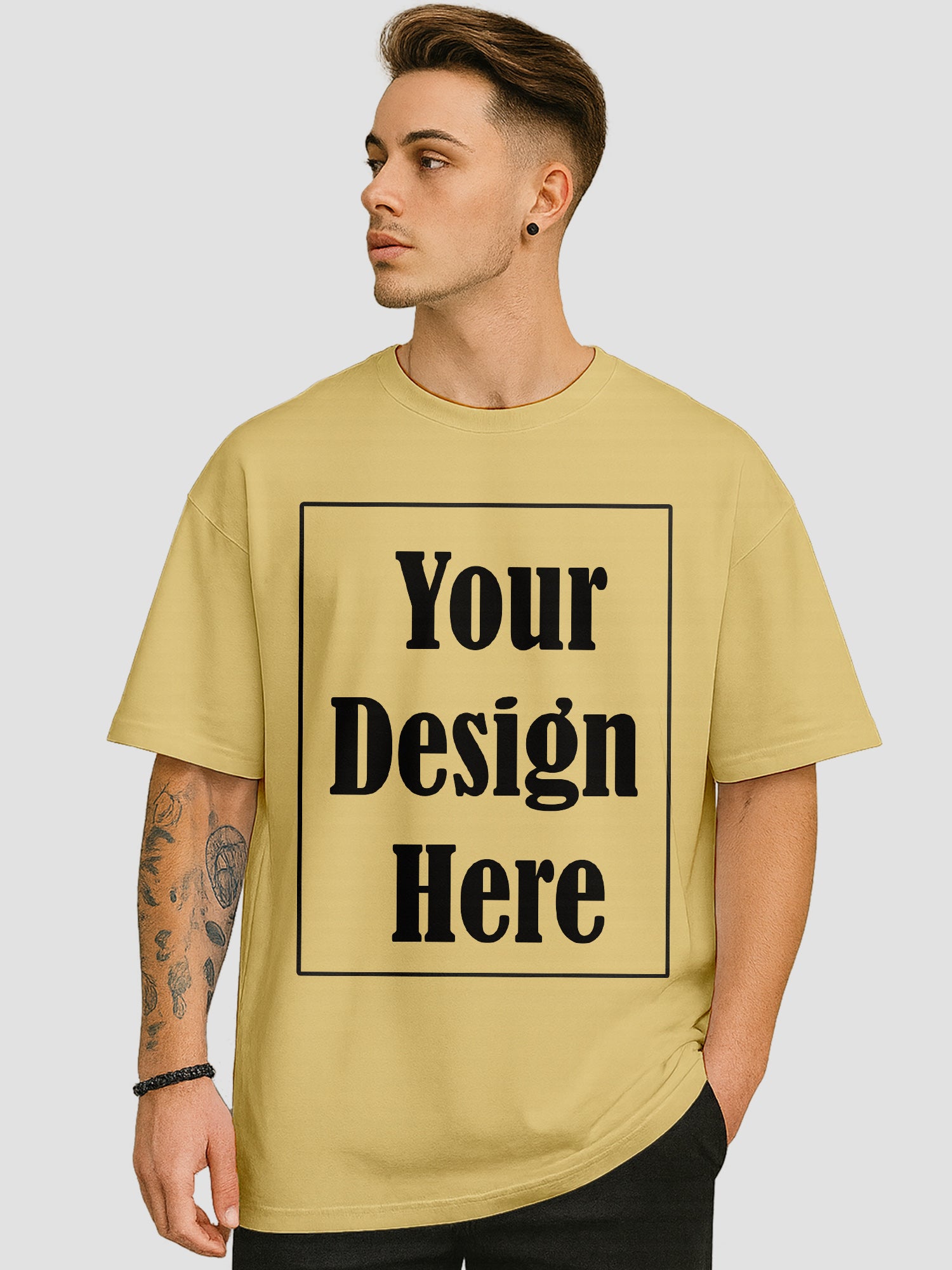 Men Personalized Oversized T Shirt Custom Front Back Print Tee