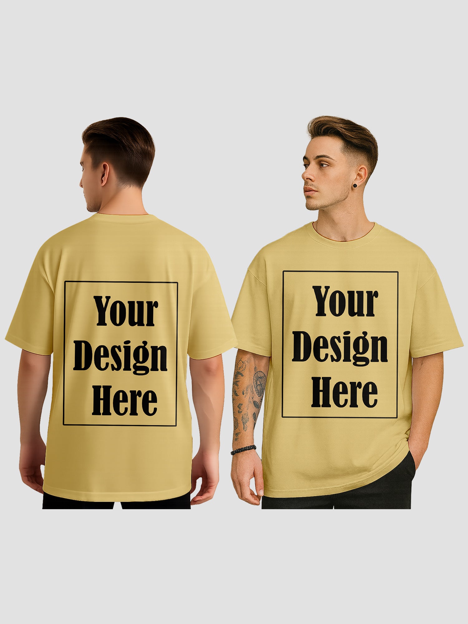 Men Personalized Oversized T Shirt Custom Front Back Print Tee