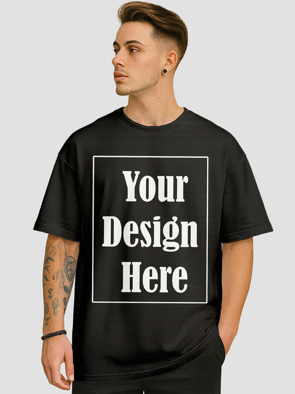 Men Personalized Oversized T Shirt Custom Front Back Print Tee