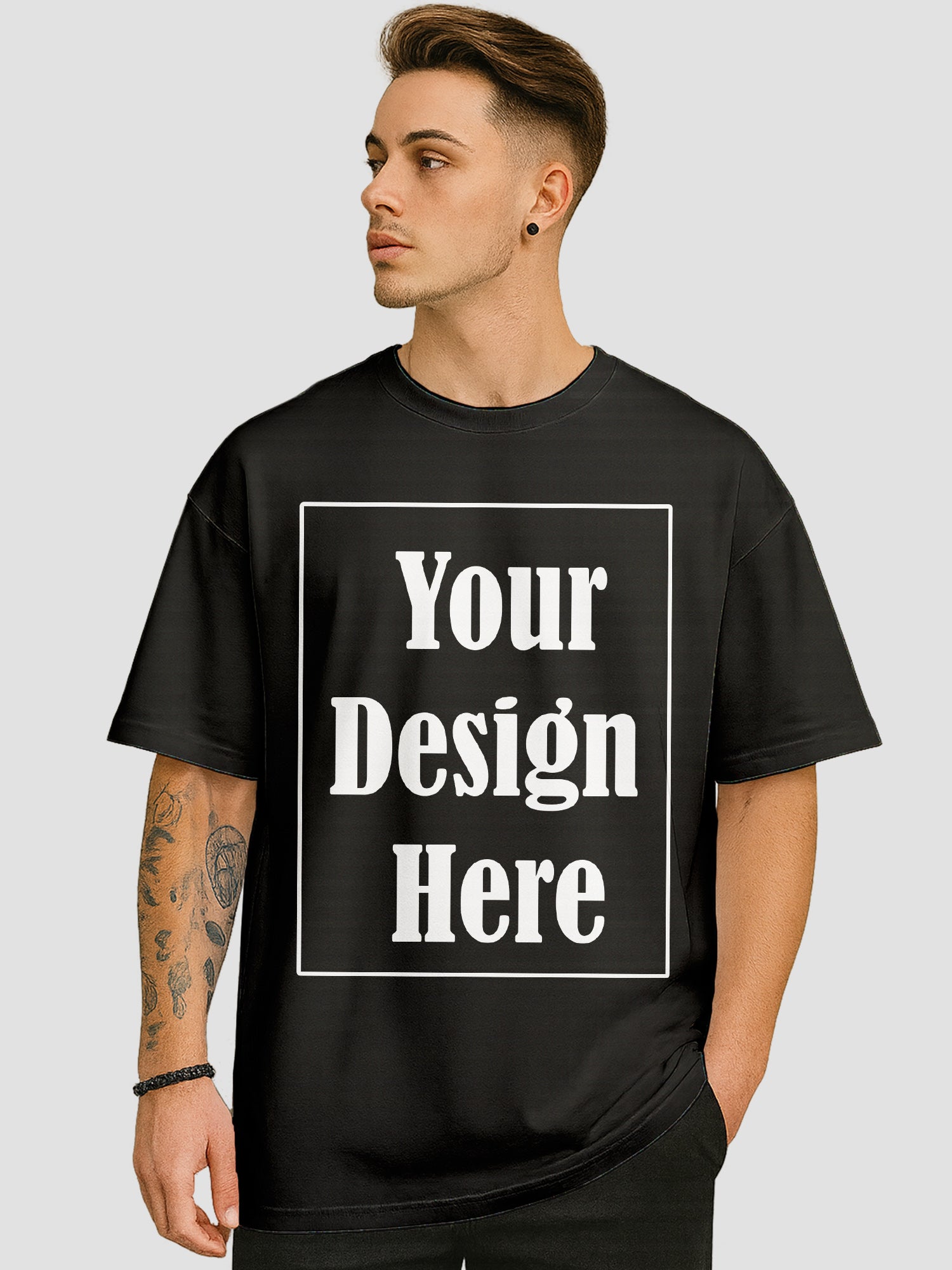 Men Personalized Oversized T Shirt Custom Front Back Print Tee