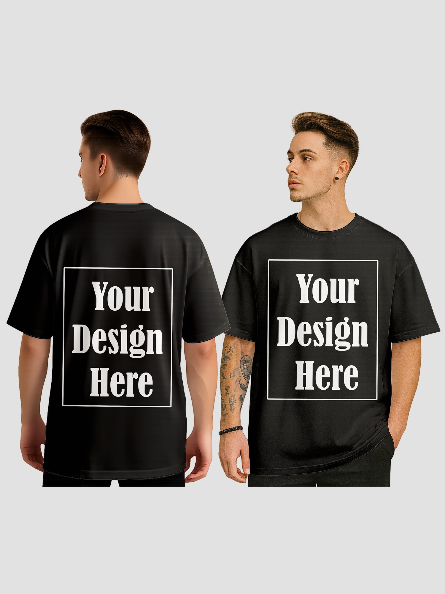 Men Personalized Oversized T Shirt Custom Front Back Print Tee