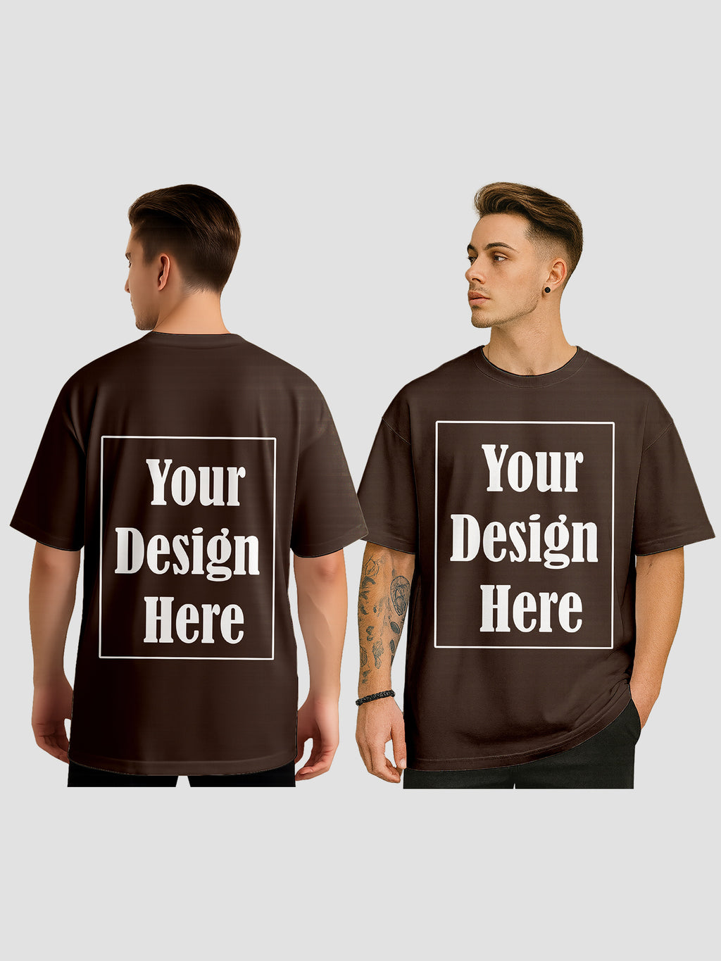 Men Personalized Oversized T Shirt Custom Front Back Print Tee