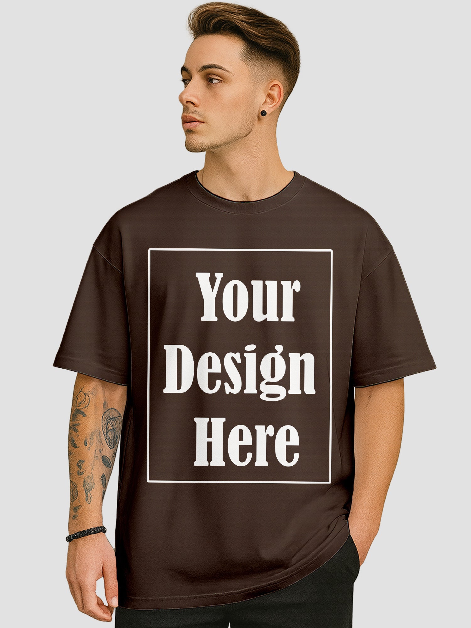 Men Personalized Oversized T Shirt Custom Front Back Print Tee