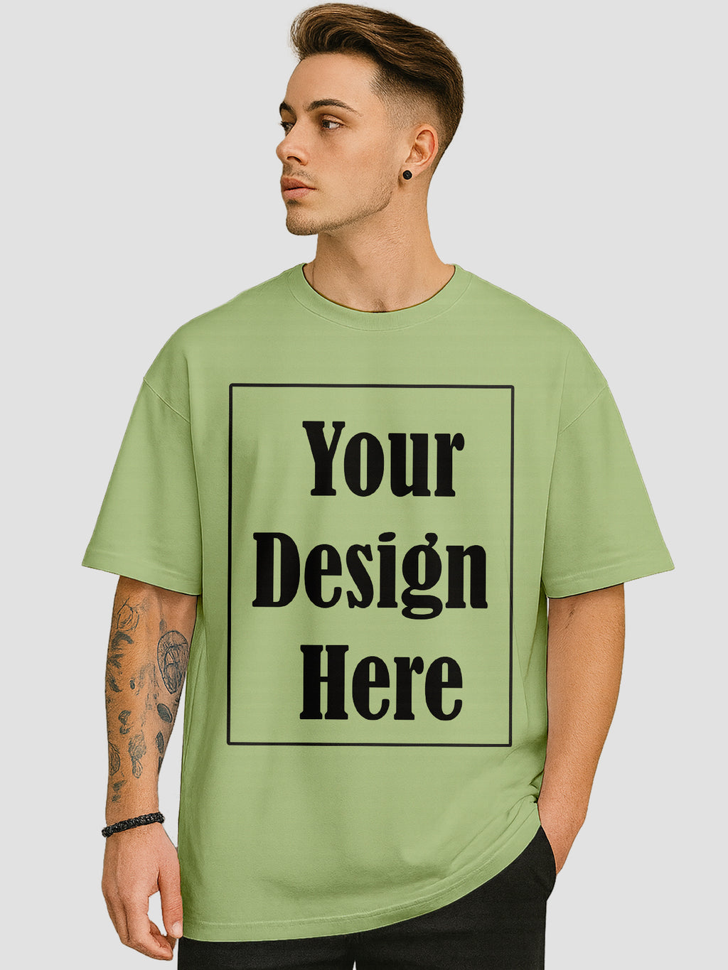 Men Personalized Oversized T Shirt Custom Front Back Print Tee