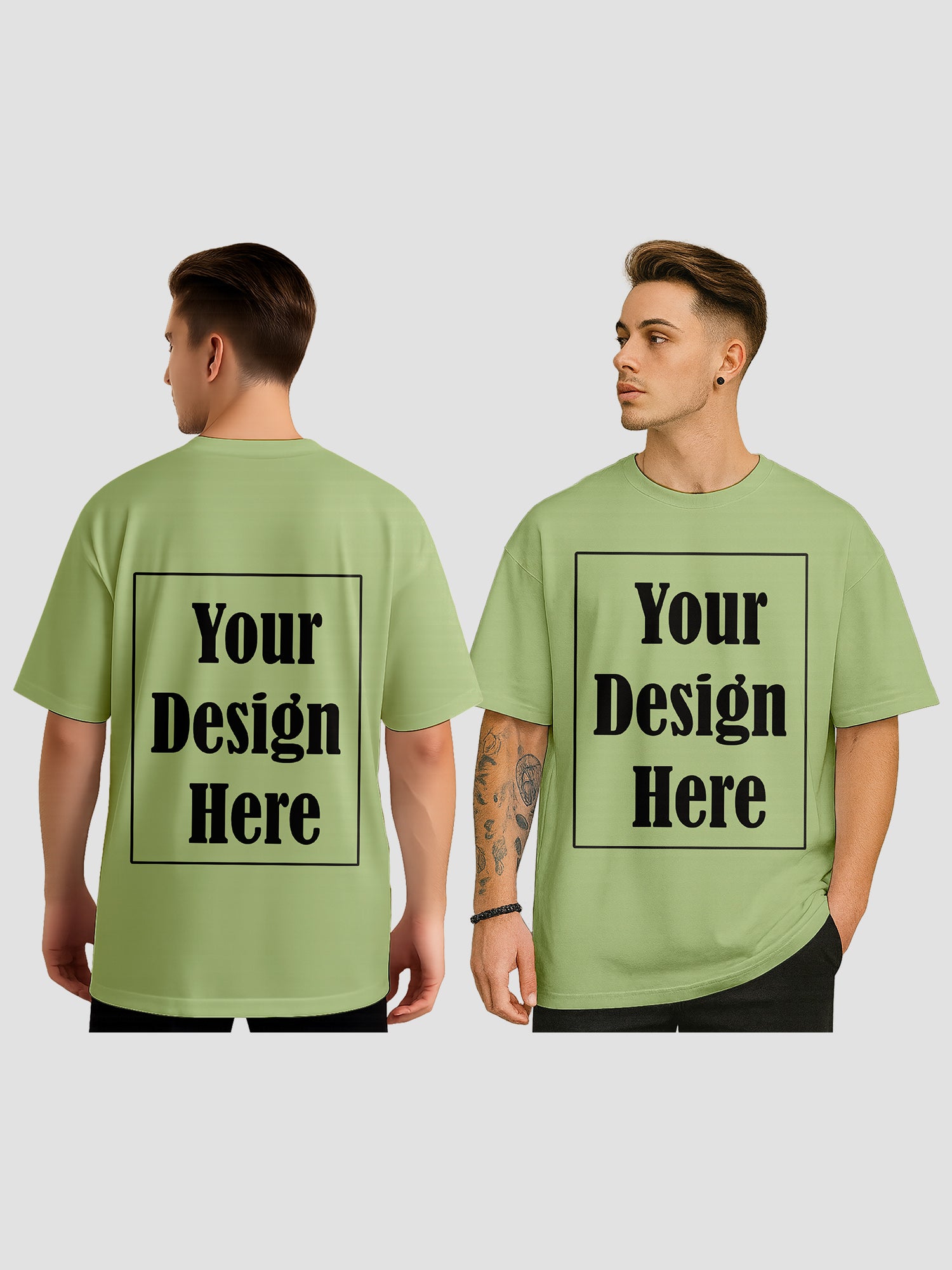 Men Personalized Oversized T Shirt Custom Front Back Print Tee