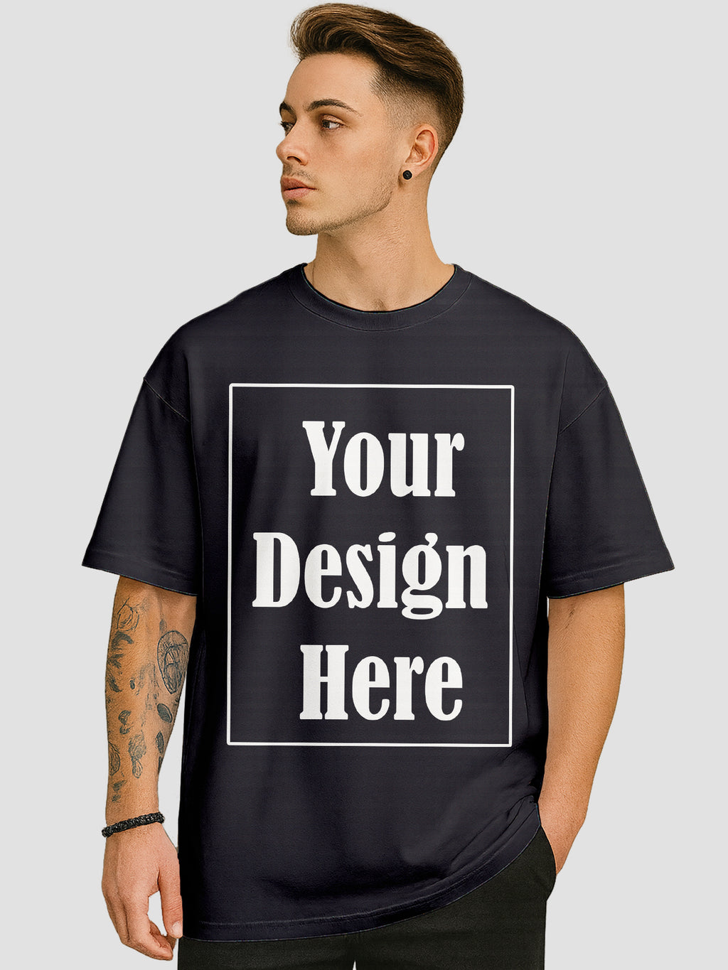 Men Personalized Oversized T Shirt Custom Front Back Print Tee
