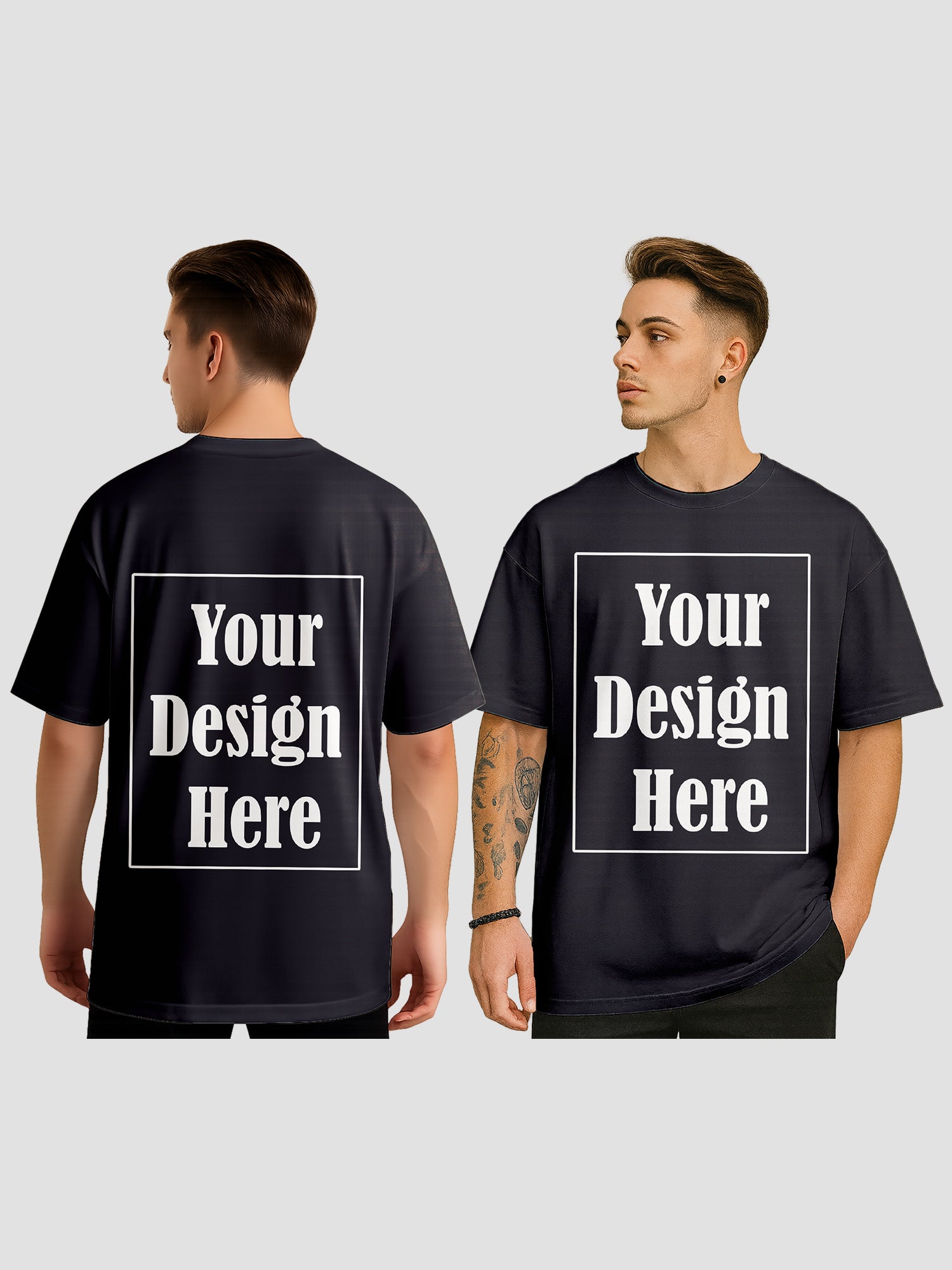 Men Personalized Oversized T Shirt Custom Front Back Print Tee