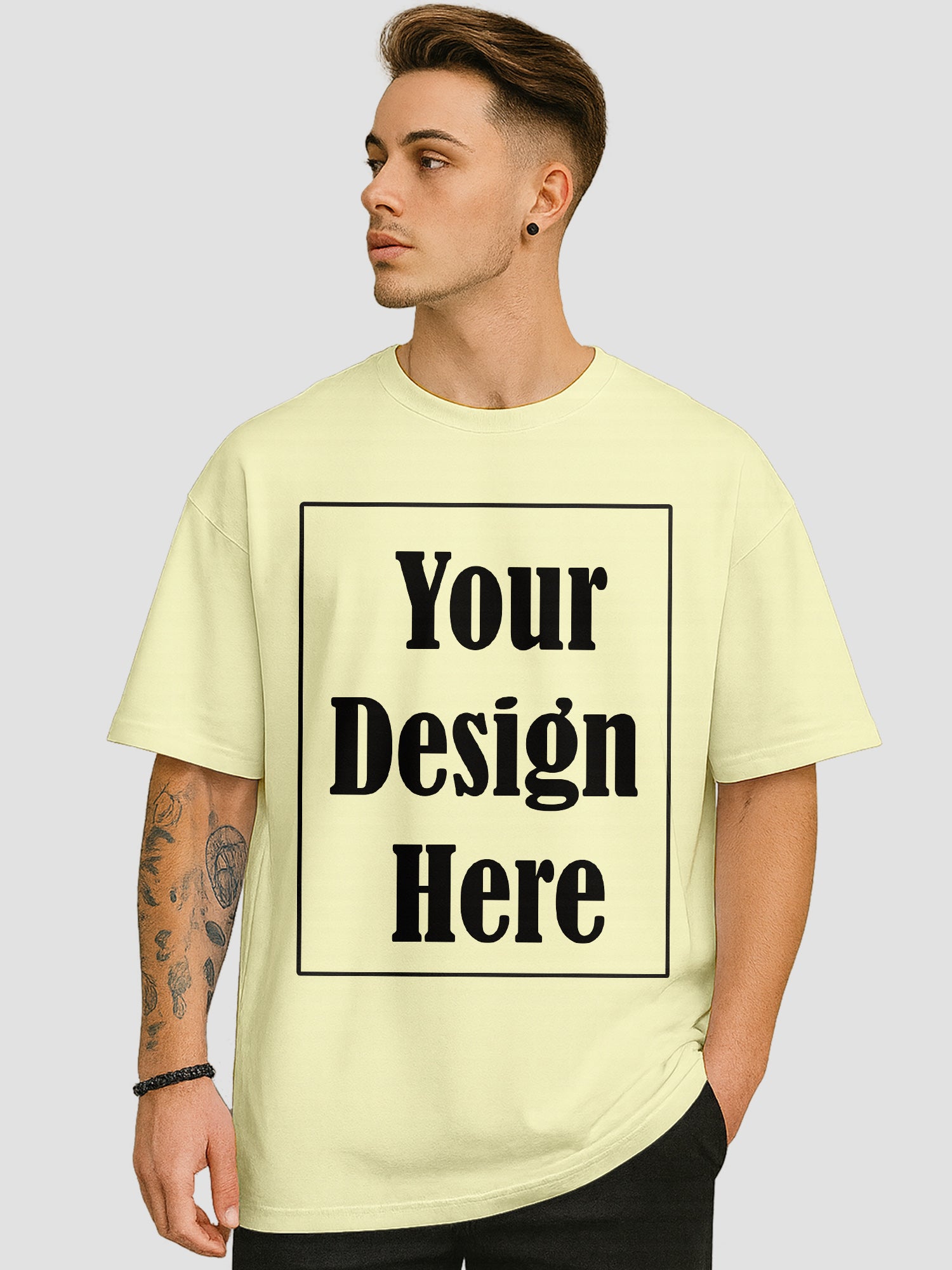 Men Personalized Oversized T Shirt Custom Front Back Print Tee
