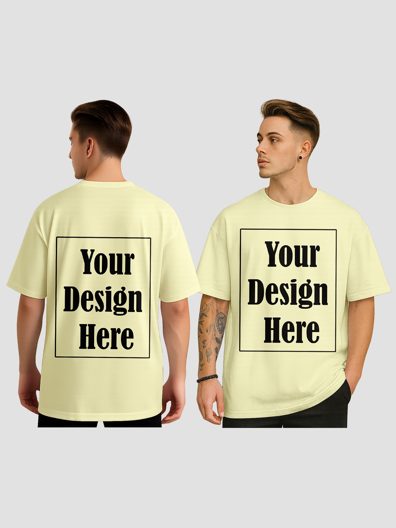 Men Personalized Oversized T Shirt Custom Front Back Print Tee